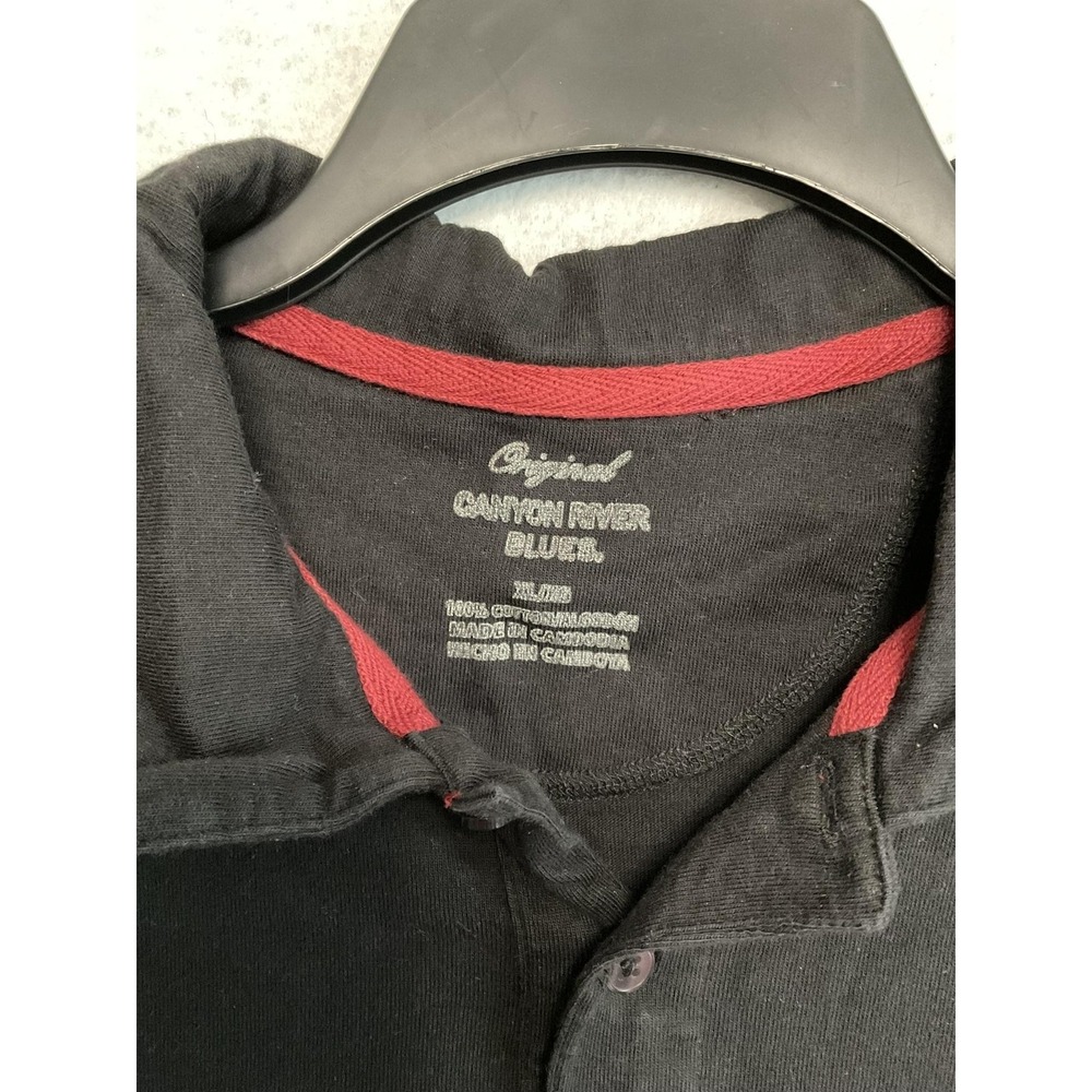 Canyon River Blues Polo Shirt Mens XL Black Gray Red Striped Cotton Short Sleeve - Picture 2 of 7